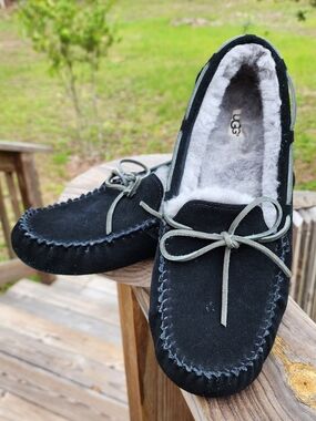 UGG Men’s Black Suede Moccasin Slippers
